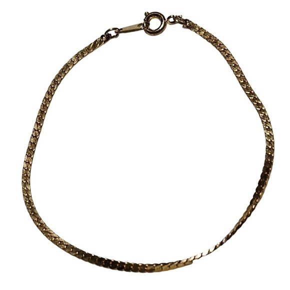 Elegant Gold Tone Herringbone Chain Bracelet Classic Minimalist Fashion Jewelry - Picture 1 of 4